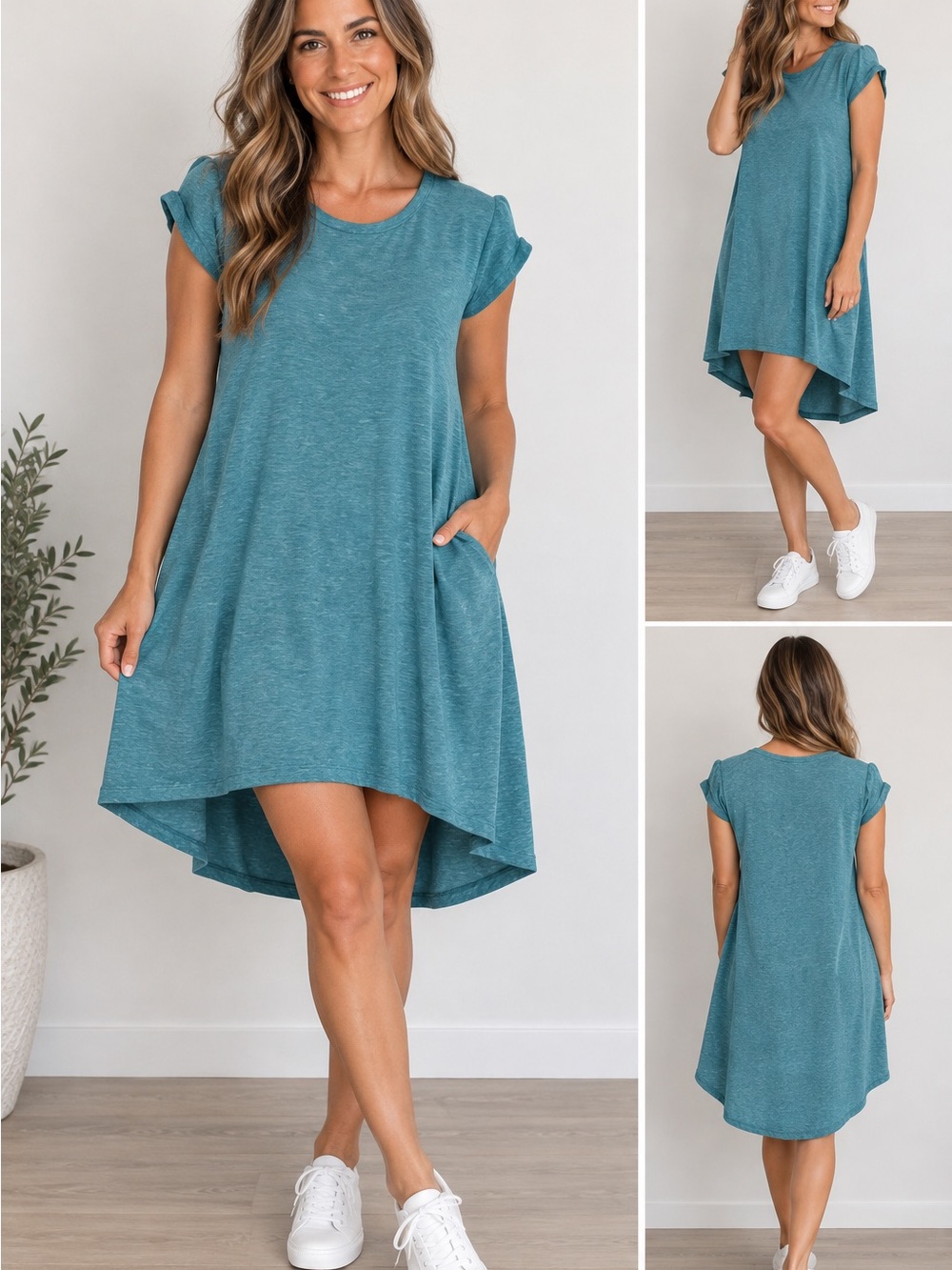LuLaRoe Teal High-Low Swing Dress